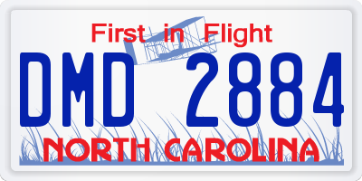 NC license plate DMD2884