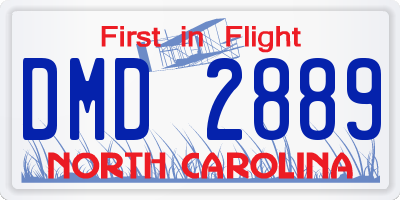 NC license plate DMD2889