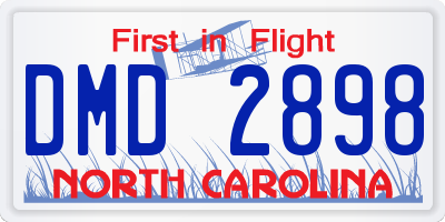 NC license plate DMD2898
