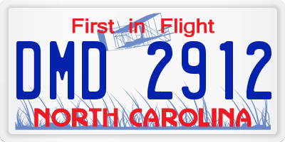 NC license plate DMD2912