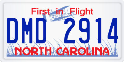 NC license plate DMD2914