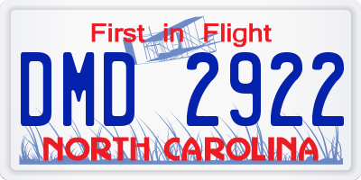NC license plate DMD2922