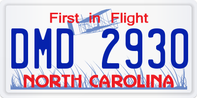 NC license plate DMD2930