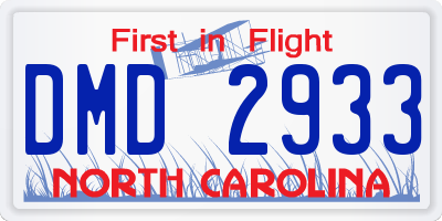 NC license plate DMD2933