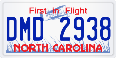 NC license plate DMD2938