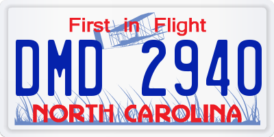 NC license plate DMD2940