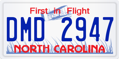 NC license plate DMD2947