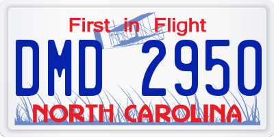 NC license plate DMD2950