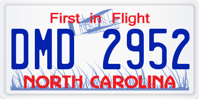 NC license plate DMD2952