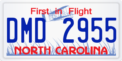 NC license plate DMD2955