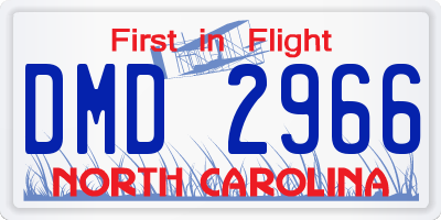 NC license plate DMD2966