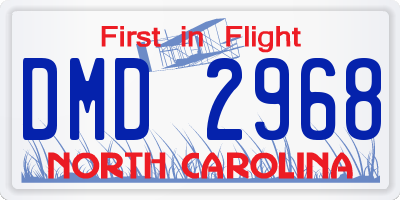 NC license plate DMD2968