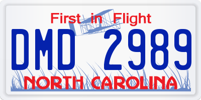 NC license plate DMD2989