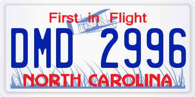 NC license plate DMD2996