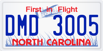 NC license plate DMD3005