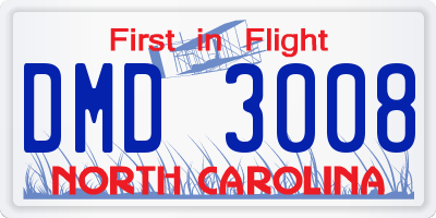 NC license plate DMD3008