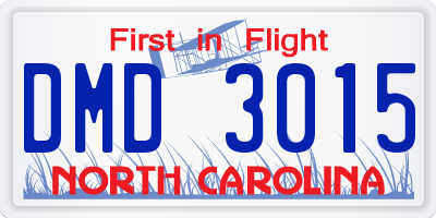 NC license plate DMD3015