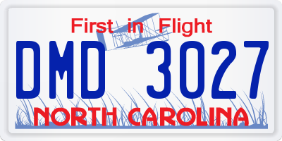 NC license plate DMD3027