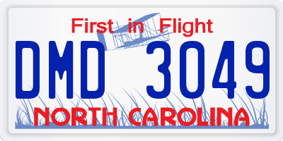 NC license plate DMD3049