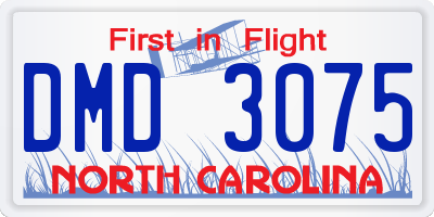 NC license plate DMD3075