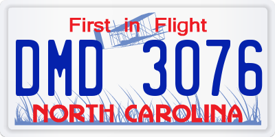 NC license plate DMD3076
