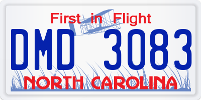 NC license plate DMD3083