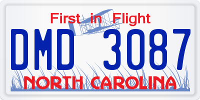 NC license plate DMD3087