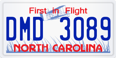 NC license plate DMD3089