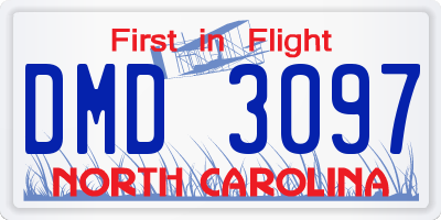 NC license plate DMD3097