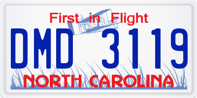 NC license plate DMD3119