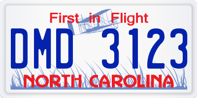 NC license plate DMD3123