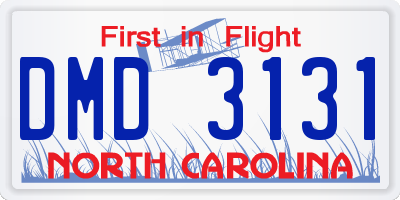 NC license plate DMD3131
