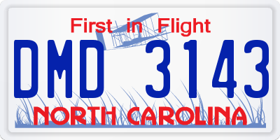 NC license plate DMD3143