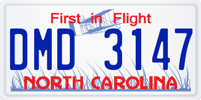NC license plate DMD3147