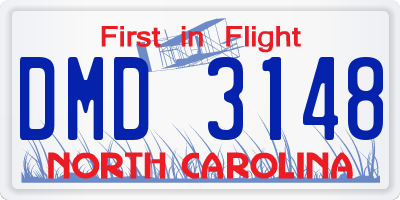 NC license plate DMD3148