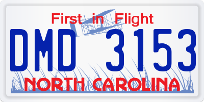 NC license plate DMD3153