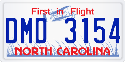 NC license plate DMD3154