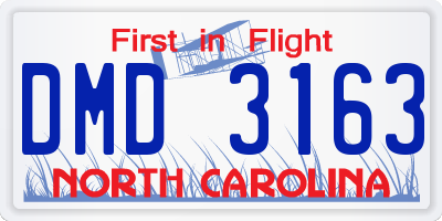 NC license plate DMD3163