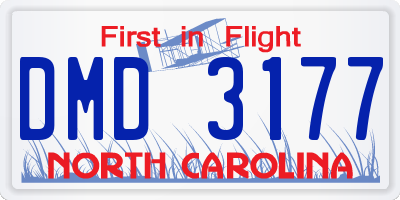 NC license plate DMD3177