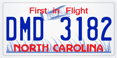 NC license plate DMD3182