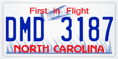 NC license plate DMD3187