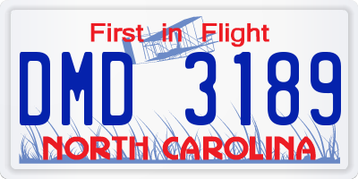 NC license plate DMD3189