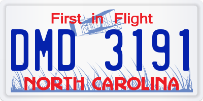 NC license plate DMD3191