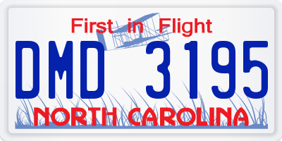 NC license plate DMD3195