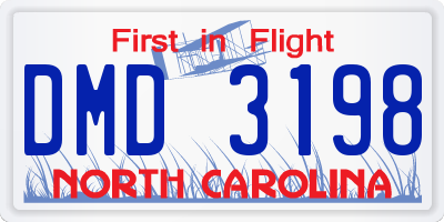 NC license plate DMD3198
