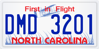 NC license plate DMD3201