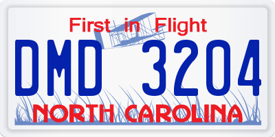 NC license plate DMD3204