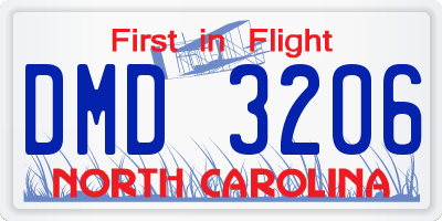 NC license plate DMD3206