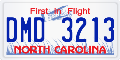 NC license plate DMD3213