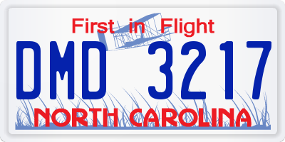 NC license plate DMD3217